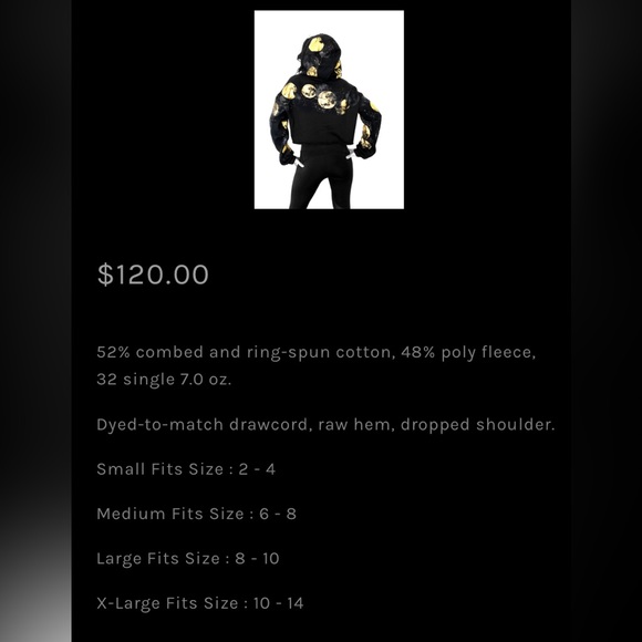 Cropped hoodie black and gold moon πππ - Picture 10 of 11